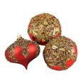 thumbnail image 3 of Barcana 3ct Glitter Sequin Beaded Shatterproof Christmas Onion Ornament Set 4" - Green, 3 of 4