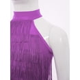 thumbnail image 5 of vastwit Kids Girls Latin Dance Tassel Shirt Sleeveless Layered Fringe Crop Top Samba Tango Ballroom Dancewear Purple 8, 5 of 7
