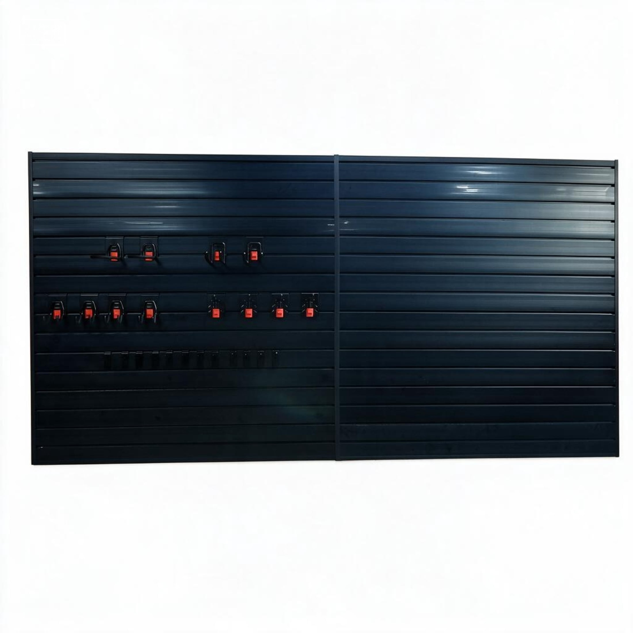 GDF Studio 4x8FT PVC Slatwall Panel Kit Garage Storage System with 24 Hooks, Lightweight Water-Resistant Panels, Black