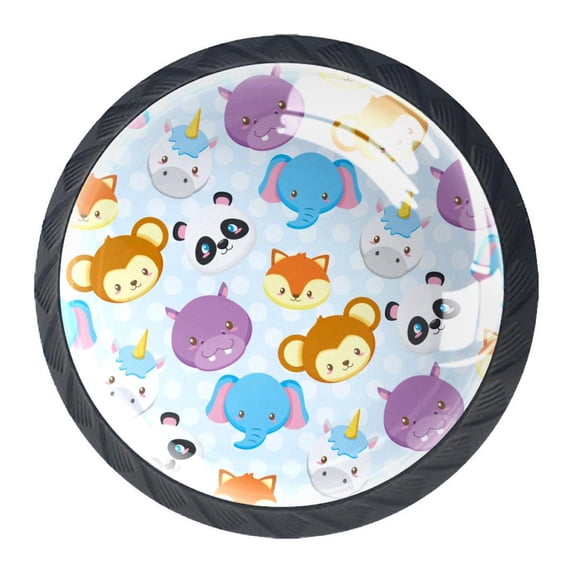 4 Pcs Cute Animals Faces Knobs for Kitchen Cabinet Cupboard Dresser Bookcase Drawer Pulls Handles Round Home Decor