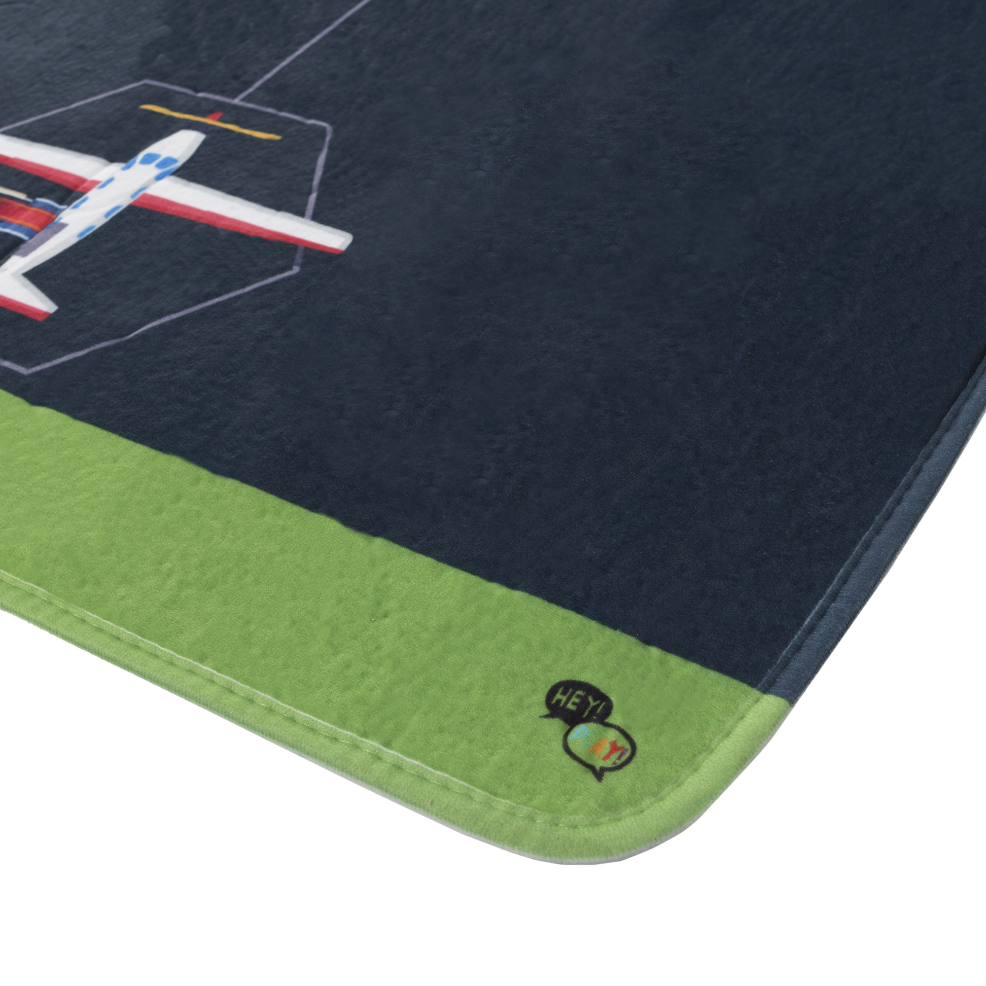 Airport Scene Fleece Baby Play Mat for Kids, Foam Mat with Non Slip Back by Hey! Play!