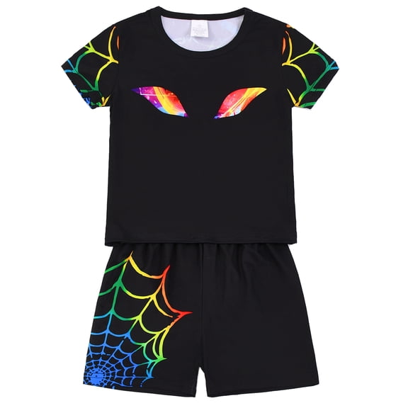 WIBACKER 2-Piece Summer Pajamas for Kids Boys Spider Short Sleeves Tee and Shorts Toddler Cool PJs Set Size 3-12Y