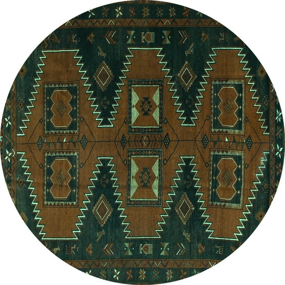 Ahgly Company Indoor Round Persian Turquoise Blue Traditional Area Rugs, 8' Round