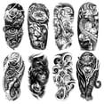 thumbnail image 1 of Etiqueta Engomada Vintage Tatuajes Hombro Pegatinas Tatuaje 3/6/8/12PCS Temporales/semipermanentes Tigre Animal Brazo Impermeable para Cara Cuerpo Mano, 1 of 9