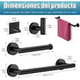 thumbnail image 2 of Kit de Accesorios de Baño de Pared, Acero Inoxidable, 5 Piezas, Incluye Toallero, Portarrollos, Ganchos Multifuncionales (Negro), 2 of 4