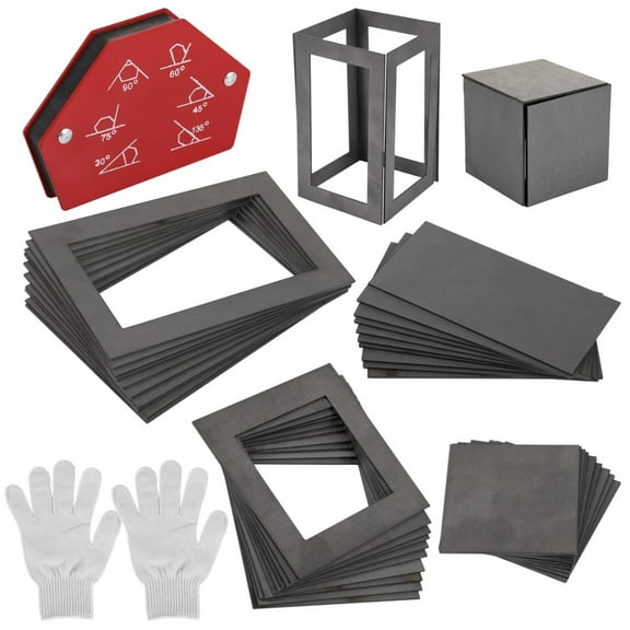 40Pcs Welding Practice Kit, Welding Coupons with Welding Attractor & Gloves for Beginners, Mild Steel Welding Practice Tools for Skill Development for Mig, Tig Stick, Arc