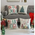thumbnail image 3 of Merry Bright Christmas Pillow Covers Colorful Holiday Holly Jolly Set of 4 Winter Decorative Throw Pillow Covers Cushion Case for Home Sofa Bed Chair (20" L x 20" W), 3 of 4