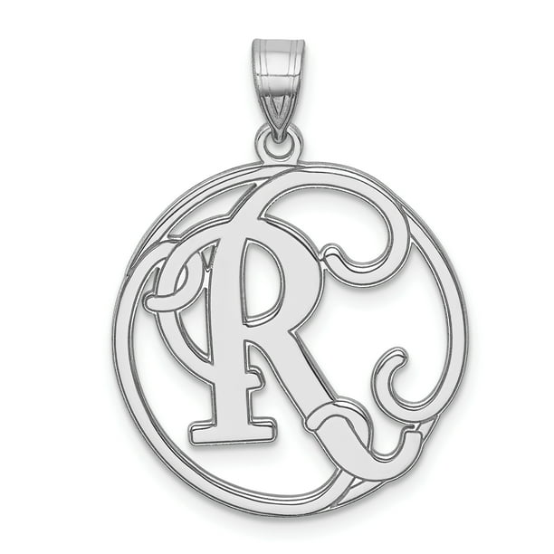 925 Sterling Silver Fantaisie Script Initiale R Charme and Pendentif