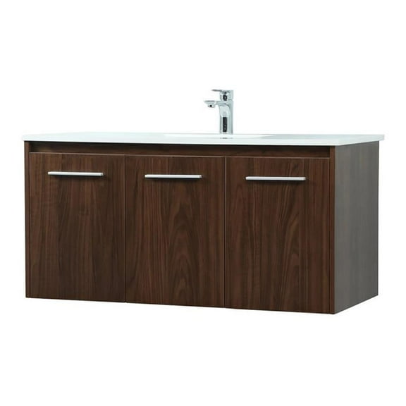 40 inch single bathroom vanity in walnut