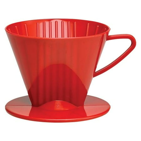 

Fino Pour-Over Coffee Brewing Filter Cone Number 2-Size Red Brews 2 to 6-Cups