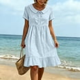 thumbnail image 6 of Ovbmpzd Womens Summer Dresses Loose Fitting Pink Plain Garden Long A-Line Crew Neck Womens&nbsp;Dresses,M, 6 of 6