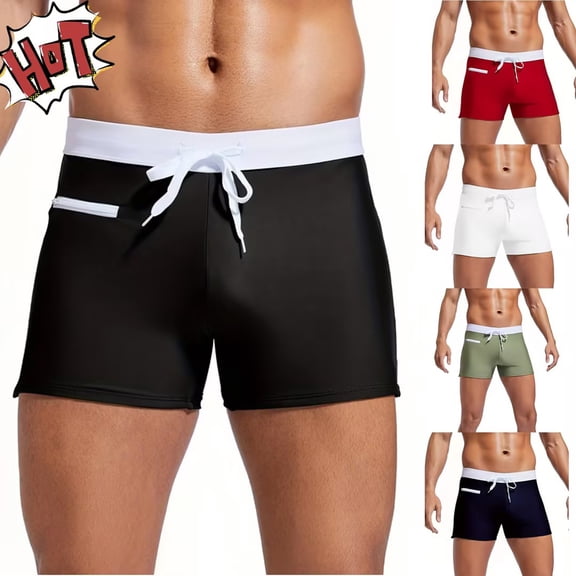 YABCSAZ Men's Swim Underwear Solid Swim Briefs Professional Training Swimsuit Sports Trunk Bathing Suit Jammer Men's Low Waist Swimming Briefs with Drawstring for Beach Travel