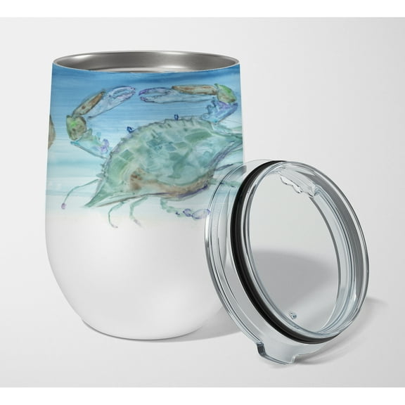 Crabs Shrimp and oysters Stainless Steel 12 oz Stemless Wine Glass
