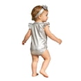 thumbnail image 4 of Hansber 2Pcs Metallic Outfit for Baby Girls Sparkly Romper Toddlers Birthday Party Fancy Dress Up Silver 6-12M, 4 of 7