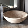 thumbnail image 4 of Novatto Beige Travertine Vessel Sink and Brushed Nickel Umbrella Drain, 4 of 4