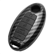 TANGSEN Key Fob Case Grey Carbon Fiber Pattern ABS Black Silicone Cover for INFINITI JX35 Q50 Q60 QX56 QX60 QX80