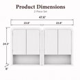 thumbnail image 3 of Aitjunz 47.6" W Bathroom Wall Storage Cabinet, Wood Medicine Cabinet with Doors and Adjustable Shelf, Over the Toilet Storage Cabinet for Bathroom, Laundry Room and Kitchen, Set of 2, White, 3 of 8