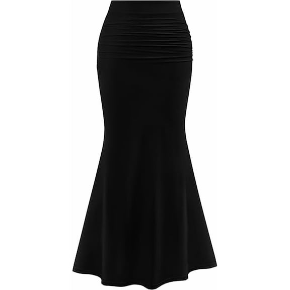 PRETTYGARDEN Women Fitted Mesh Mermaid Skirt 2025 Spring Summer Casual High Waisted Ruched Maxi Long Bodycon Going Out Skirts