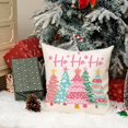 thumbnail image 4 of Christmas Pillow Cover 16X16 Inch Watercolor Christmas Tree Stars Decoration Holiday Farmhouse Winter Pillow Case for Sofa Couch Decor (Pink) AA615-16, 4 of 5