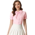 thumbnail image 1 of INSPIRE CHIC Blusa de algodón con manga farol y cuello Peter Pan para mujer Rosa XL, 1 of 5