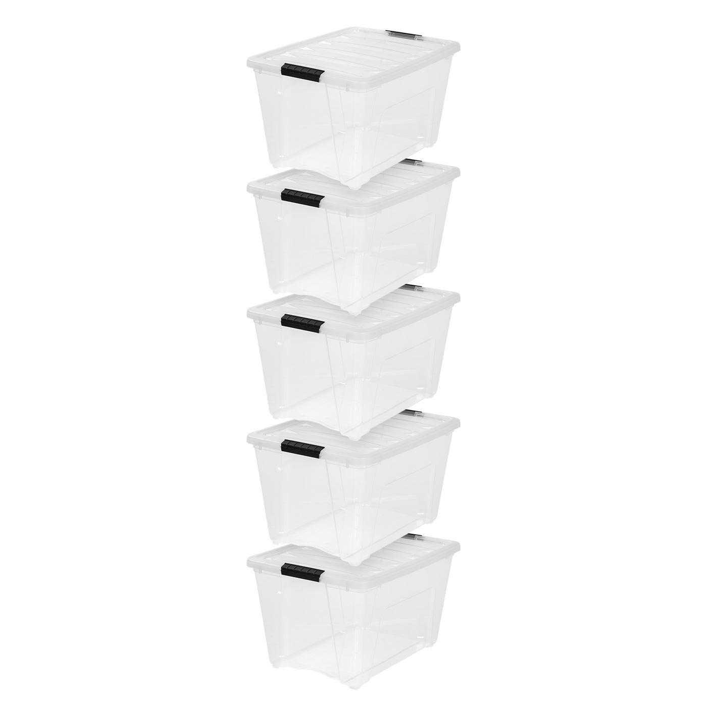IRIS USA 54 Qt Clear Plastic Storage Box with Latches, 5 Pack Walmart