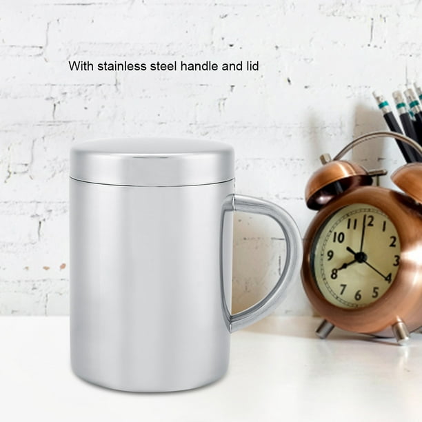 Taza De Campamento De Acero Inoxidable De Doble Pared Para Actividades Al Aire Libre Y Aislado Con Asa De Acero Inoxidable Para Café Caliente
