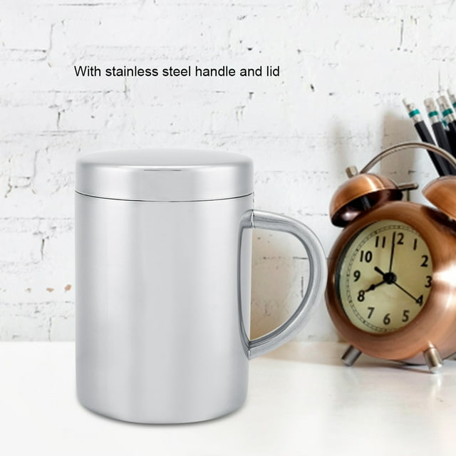 Taza De Campamento De Acero Inoxidable De Doble Pared Para Actividades Al Aire Libre Y Aislado Con Asa De Acero Inoxidable Para Café Caliente