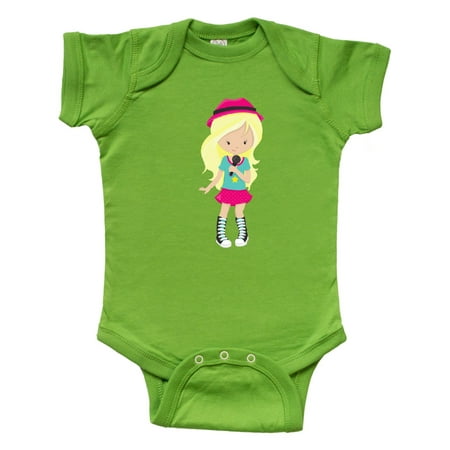 

Inktastic Rock Girl Blonde Hair Band Singer Microphone Gift Baby Girl Bodysuit