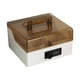 thumbnail image 1 of Caja de almacenamiento con sello, caja con cerradura combinada, elegante, con tapa abatible transparente, organizador de sellos, caja de seguridad Café con leche, 1 of 8