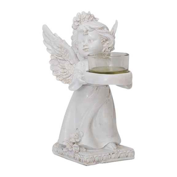 Resin Angel Candle Holder Angle Statue for Christmas Grief Decor Left