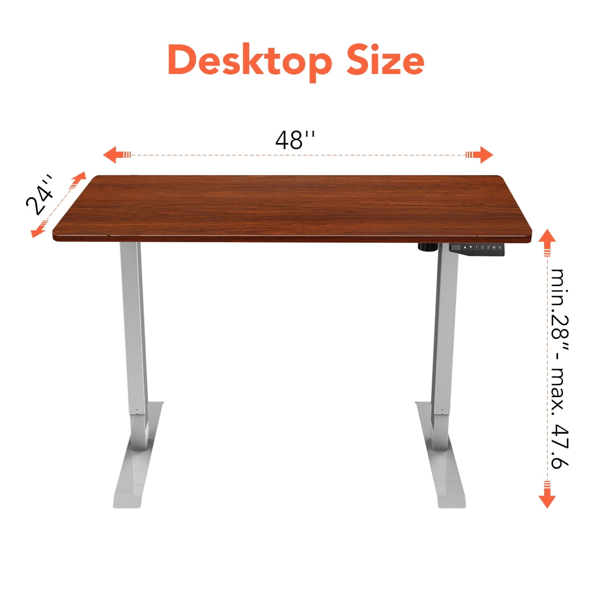 ACTIVESIT 48" x 24" Home Office Height Adjustable Standing Desk Memory Programmable Presets Computer Desk Gray and Mahogany