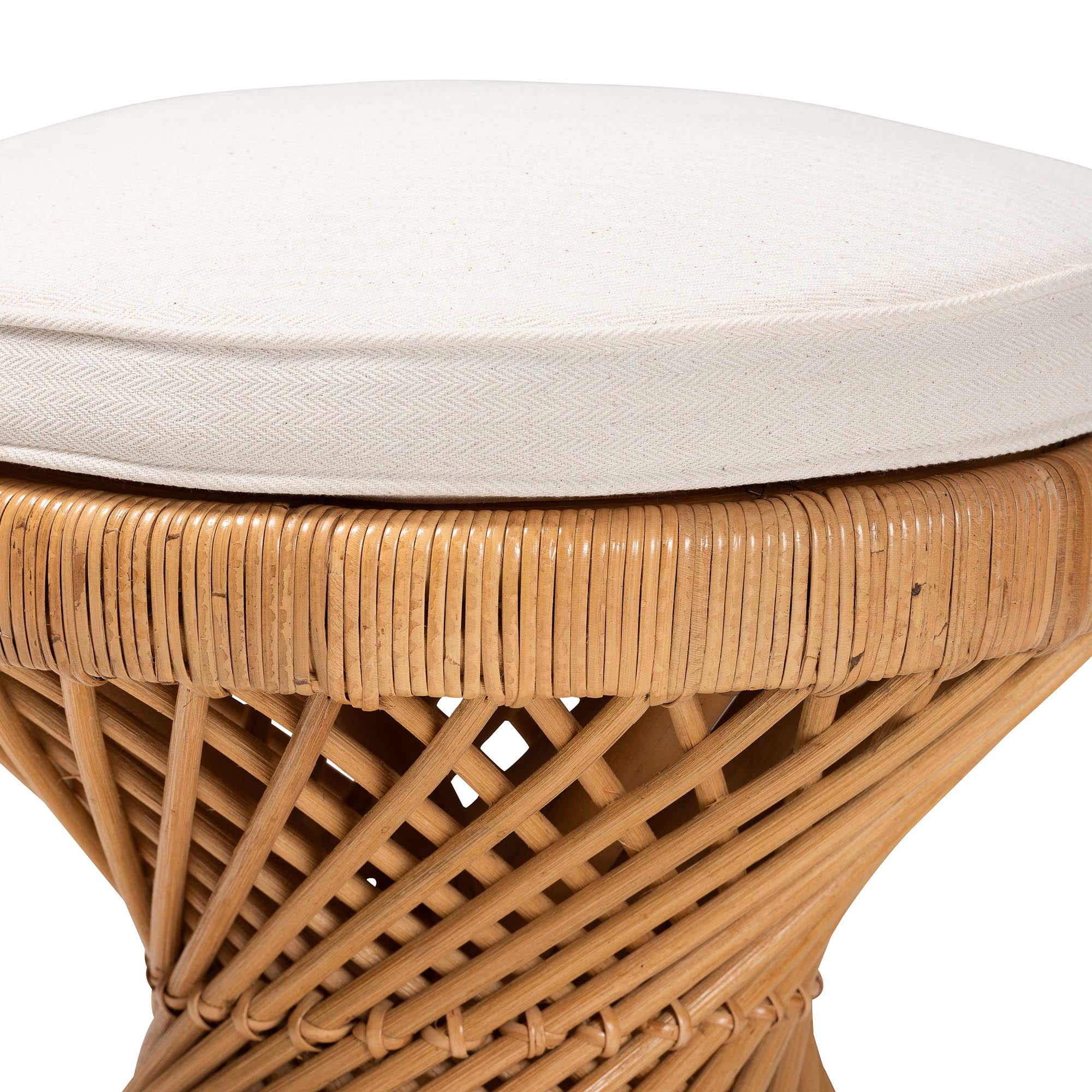 bali & pari Borneo Boho Footstool, Light Honey