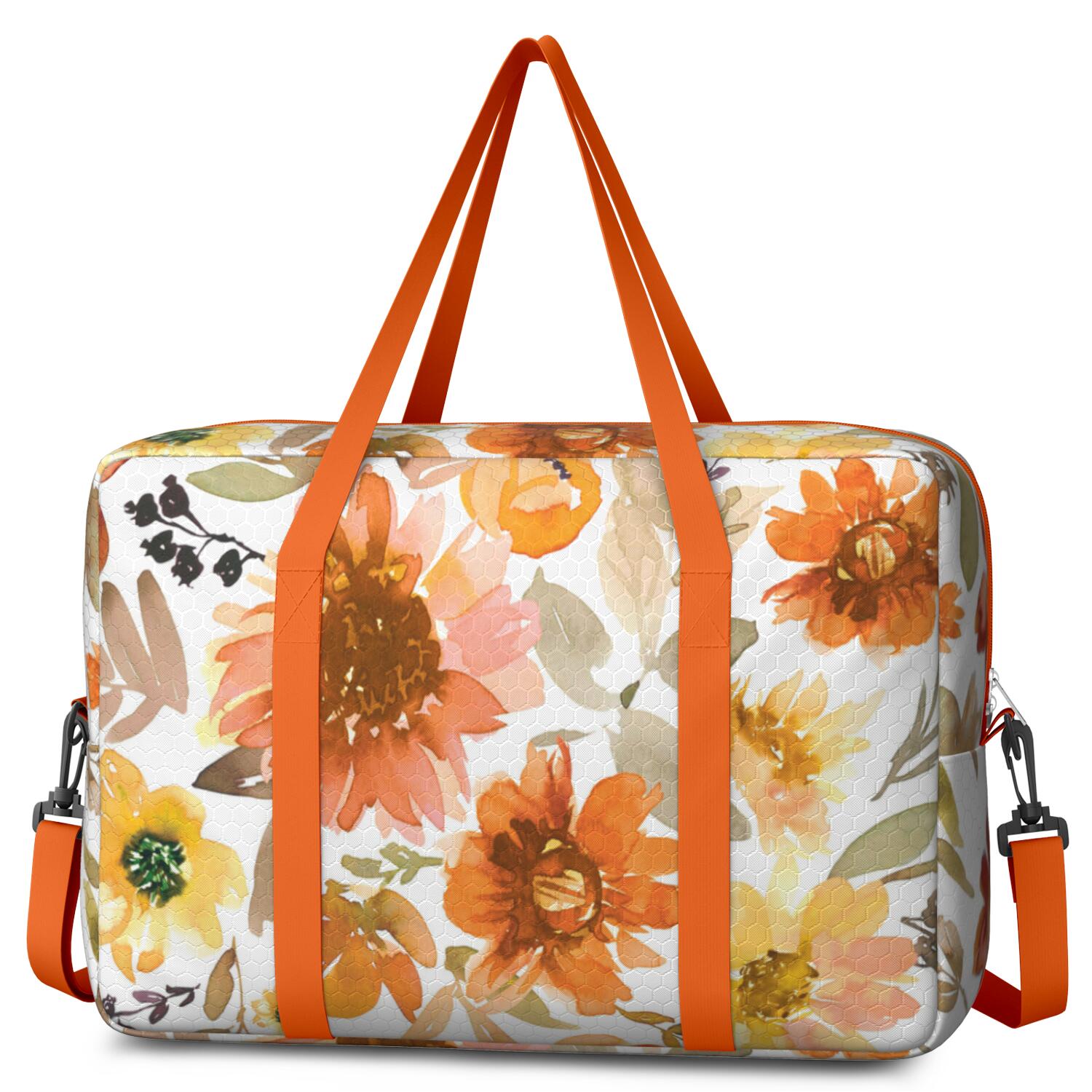 For Spirit Airlines Personal Item Bag 18x14x8 Inch, Floral Weekender Travel Bag, Foldable Travel Duffel Bag Underseat Carry on Bag with Luggage Sleeve for Women and Men 30L