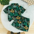 thumbnail image 2 of ZACPNCV Toddler Boy Hawaiian Shorts Set Tropical Floral Outfits Casual Button Down Shirt Shorts set Summer Clothes Set 2-3 Years, 2 of 5