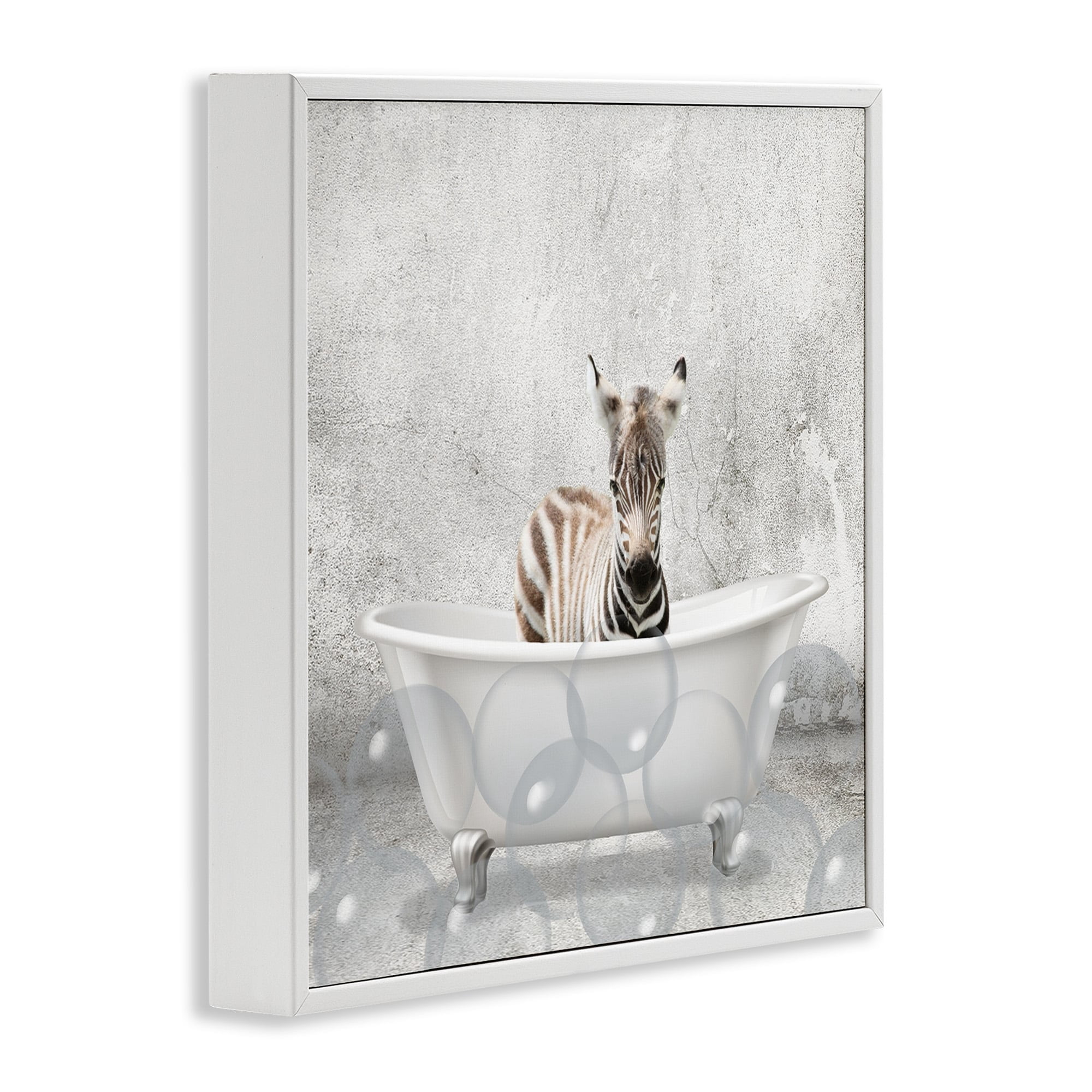 Stupell Industries Baby Zebra Bath Time Cute Animal Design, 24 x 24,Design by Kimberly Allen