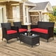 thumbnail image 2 of Conjunto de muebles al aire libre Costway 4 Piezas Ratan PE cojines patio Marrón Mezclado rojo, 2 of 7