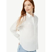 Free Assembly Women's Button-Front Blouse with Blouson Sleeves