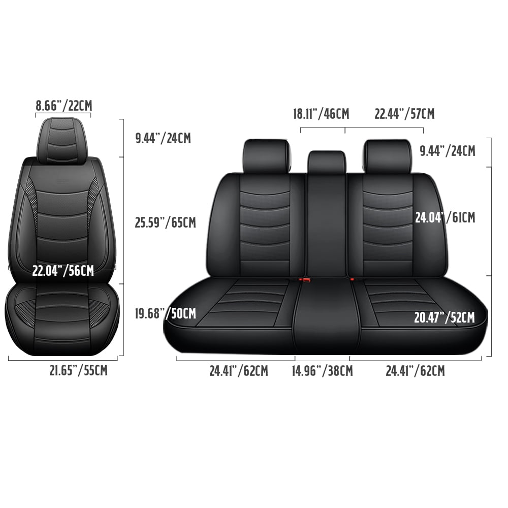 Premium Full Set Car Seat Covers for 5 Seats, Sport Black Luxury Design, High-End All-Season Auto Interior Upgrade Kit for Cars SUVs Trucks