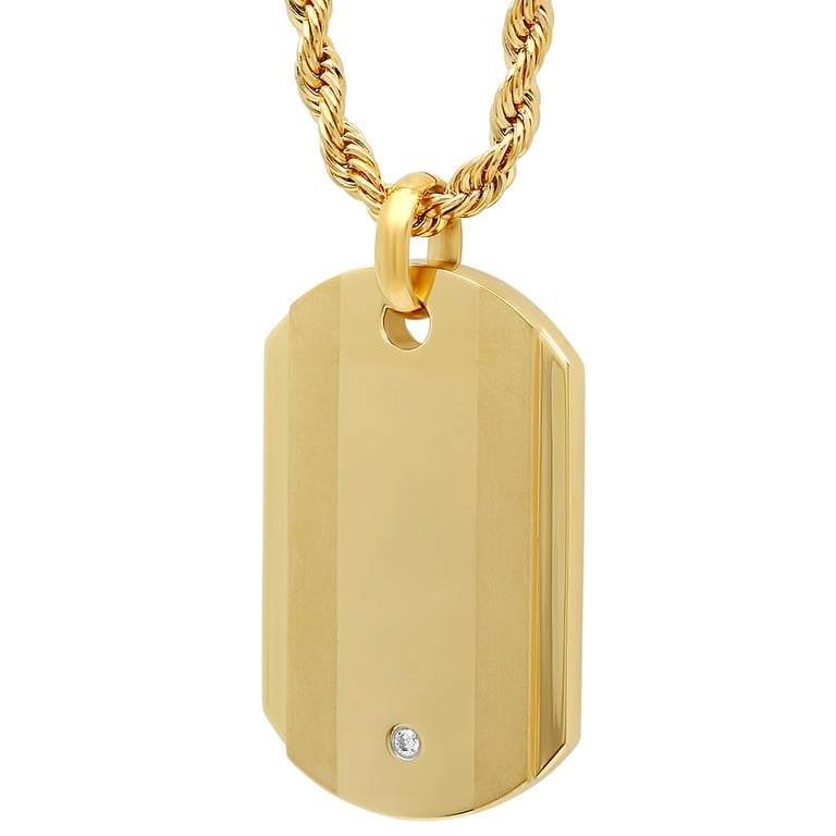 Vertical Dog Tag Name Necklace for Men in 24K Gold Plating by oNecklace