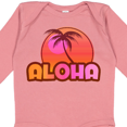 thumbnail image 4 of Inktastic Pink Aloha Palm Girls Long Sleeve Baby Bodysuit, 4 of 5