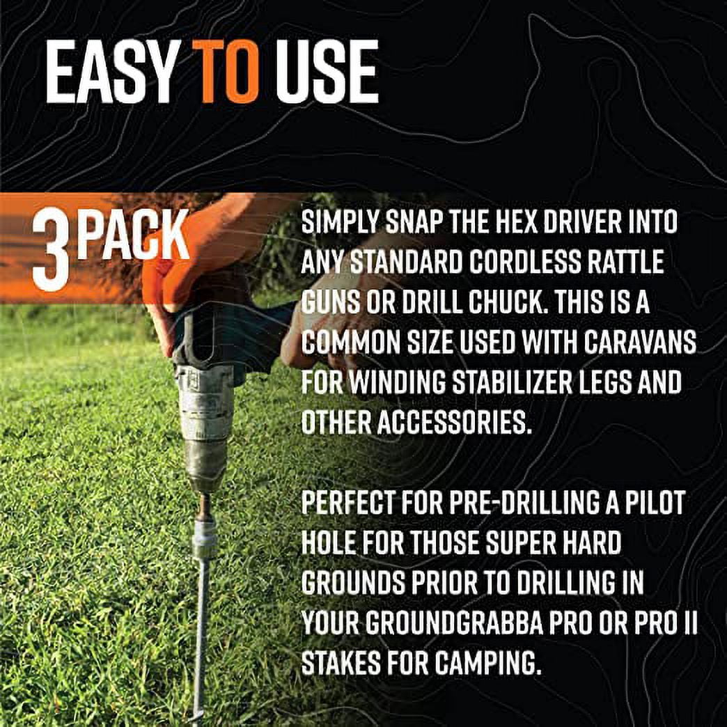 GroundGrabba Screw in Tent Stake Accessory 3 Pack