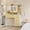 Wood Color, variant on Dressing Table with Square Mirror, 35.4 Inch Bedroom Vanity Desk with 4 Fabric Storage Drawers and Open Shelving, Space-Saving Makeup Table for Women and Girls
