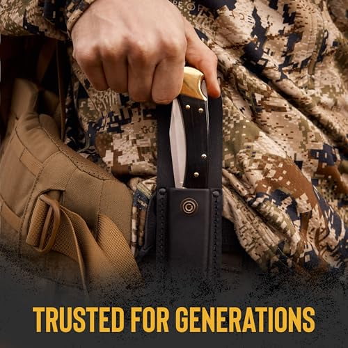 Buck Knives 110 Famous Folding Hunter Knife with Genuine Leather Sheath - TOP SELLER