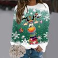 thumbnail image 2 of SRZYMJ Christmas Sweaters Ladies Casual Cool Santa Printed Round Neck Long Sleeved Lightweight Hoodie Top, 2 of 4