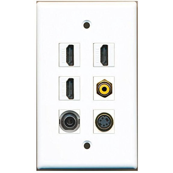 RiteAV - 3 HDMI 1 Port RCA Yellow 1 Port S-Video 1 Port 3.5mm Wall Plate