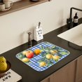 thumbnail image 5 of Yayeee Dish Drying Mat for Kitchen Counter 16" x 18" Microfiber Super Absorbent Coffee Decorative Pad, Green Lemon Plaid, 5 of 9