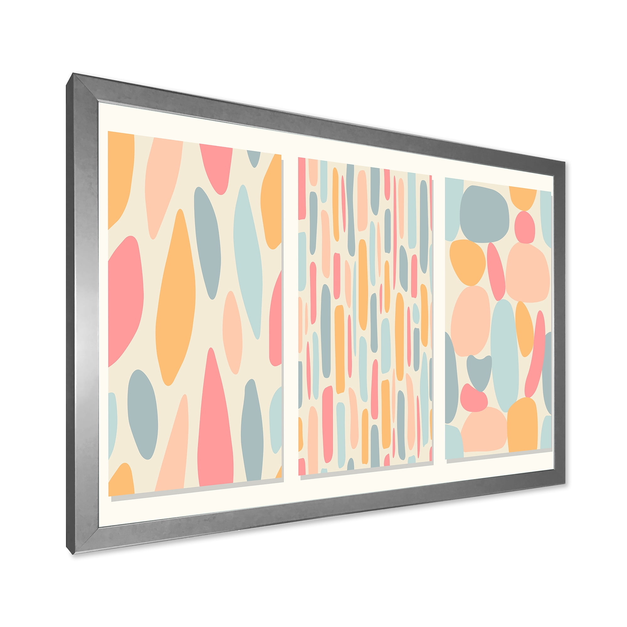 Designart 'Patchwork of Pastel Organic Shapes' Modern Framed Art Print