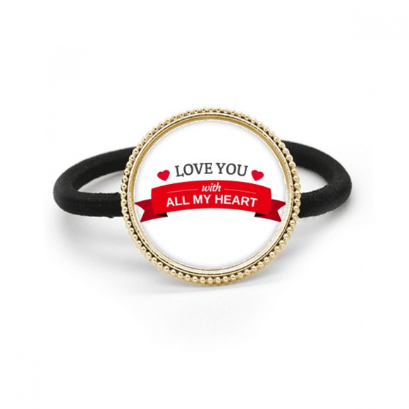 Valentine t'Aime avec Tout Mon Coeur Argent Cravate en Métal et Coiffe en Caoutchouc