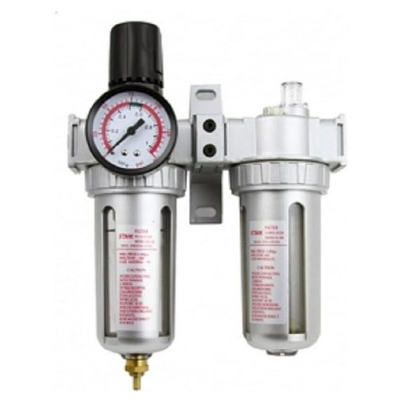 Air Filter Regulator Kit 3/8" - Water Oil Separator with Gauge & Lubricator, 150 PSI Air Compressor Regulator, Twin Air Filter Pressure Regulator for Air Tools