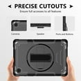 thumbnail image 2 of Decase Shockproof Case for Samsung Galaxy Tab A8 10.5" SM-X200 X205 X207, Military Grade Protection Rotating Stand Hand Strap Shoulder Strap Kids Friendly Bumper Rugged Case,Black, 2 of 9